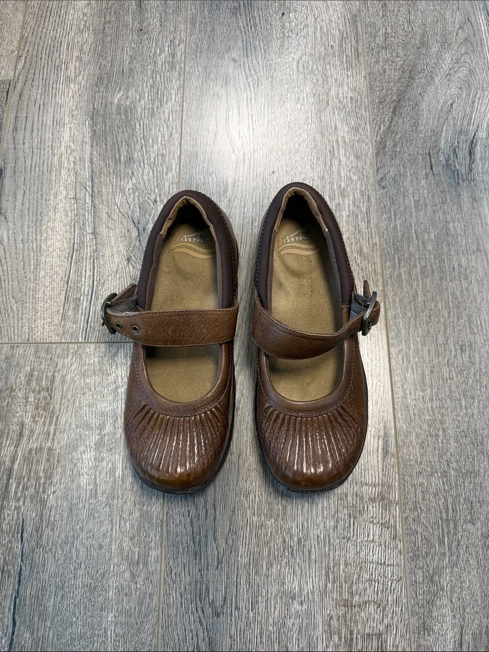 Dansko Brown Mary Jane Flats with Buckle Strap